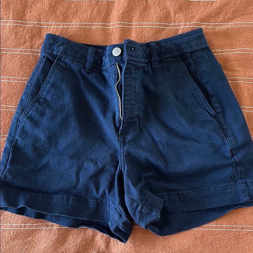Everlane High Waist Blue Shorts